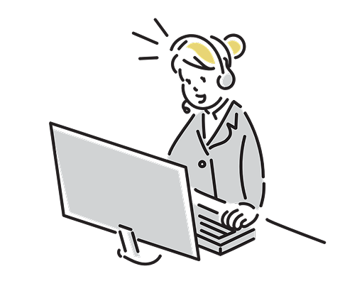 PCでやり取りする専任担当者のイラスト
